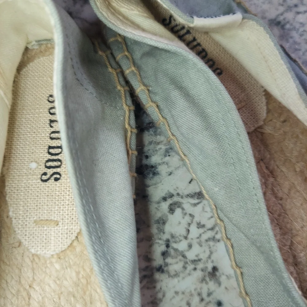 Soludos Gray Espadrilles with Pink Flamingo Embroidery